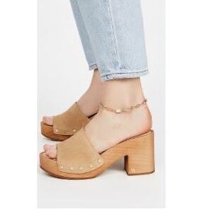 Veronica Beard Tan Suede Block Heel Mules